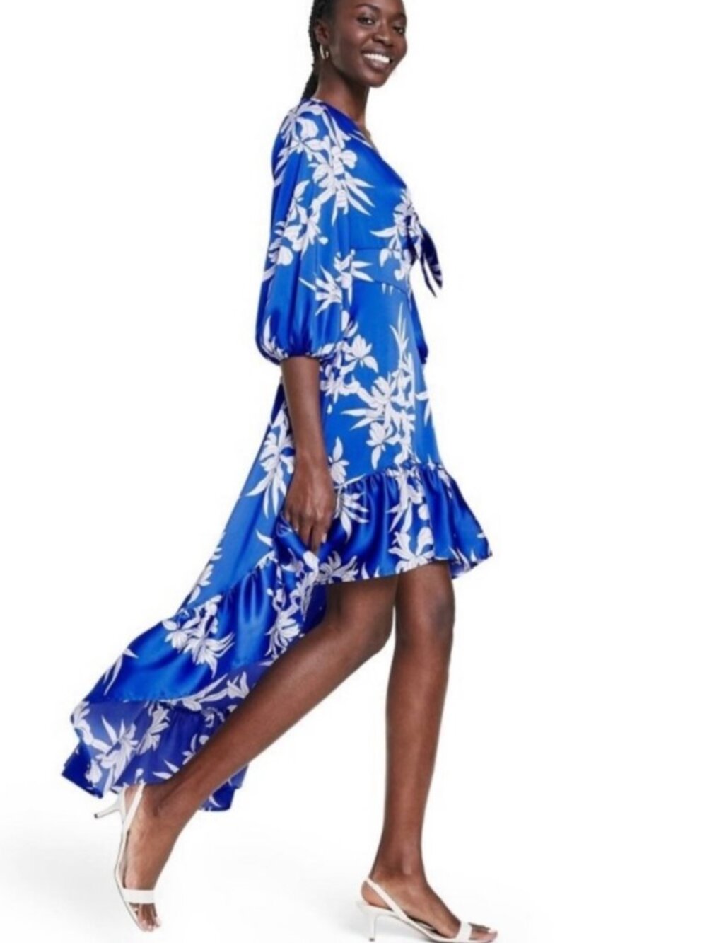 ALEXIS x Target Blue Floral Tie-Front High-Low Dress Size M - Picture 8 of 16